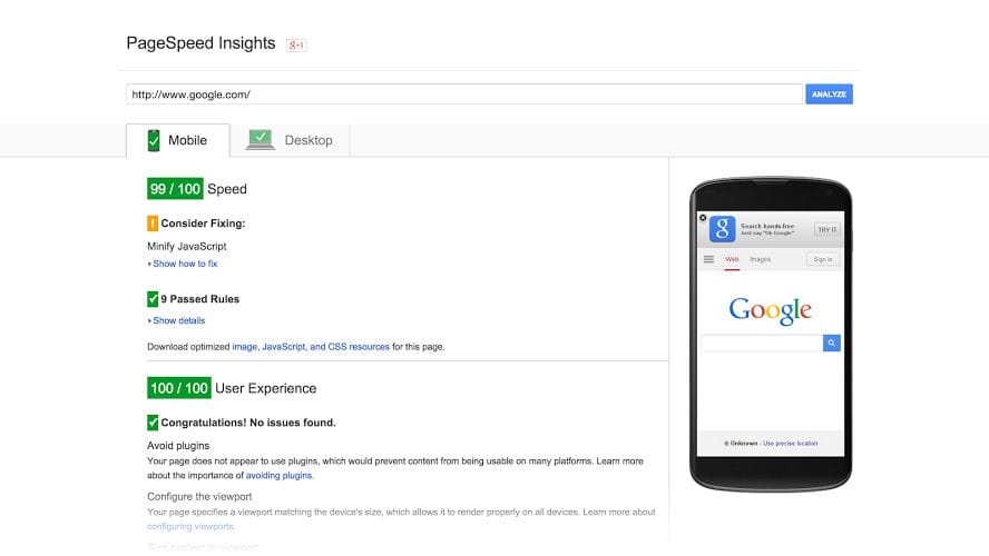 Google Pagespeed Insights