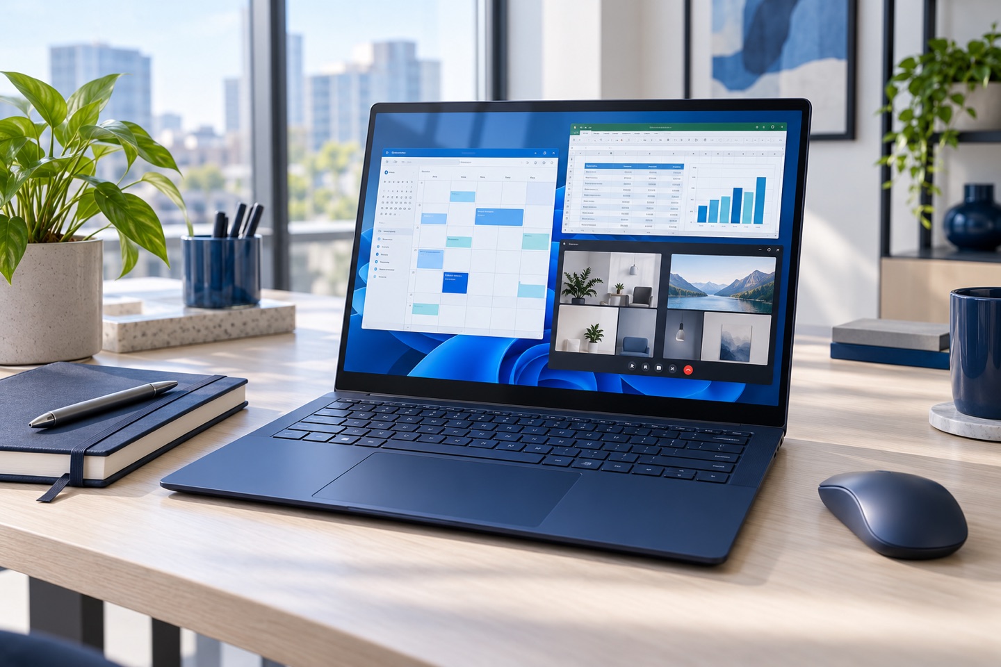 Digitale werkplek met agenda en zakelijke applicaties