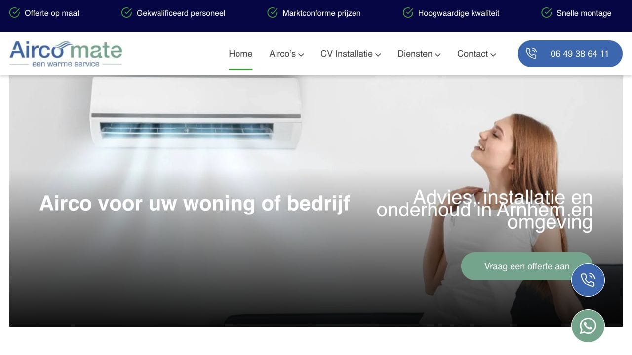 Website van Aircomate
