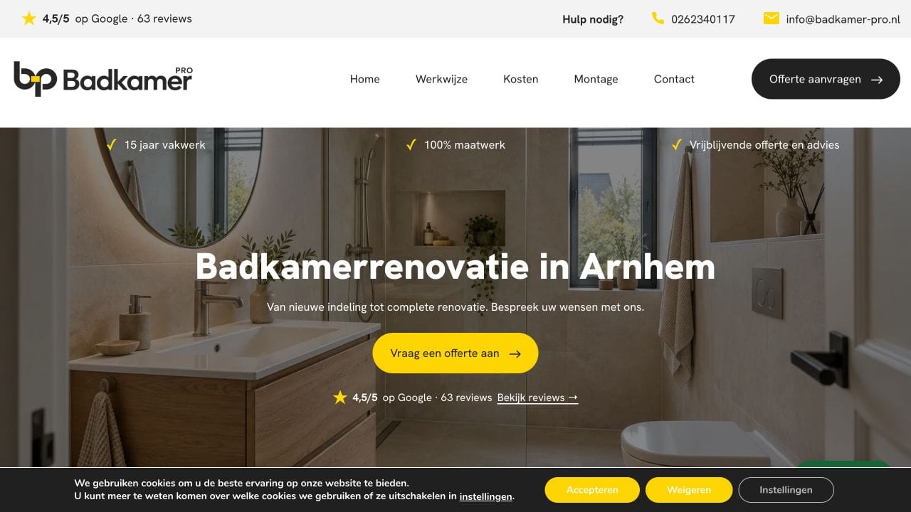 Website van Badkamer Pro