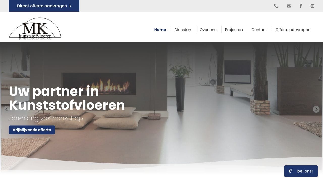 Website van MK Kunststofvloeren